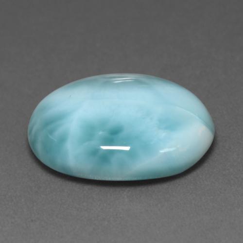 Larimar Verde Azul Brilhante Natural 7.68ct, Corte Oval, Opaco