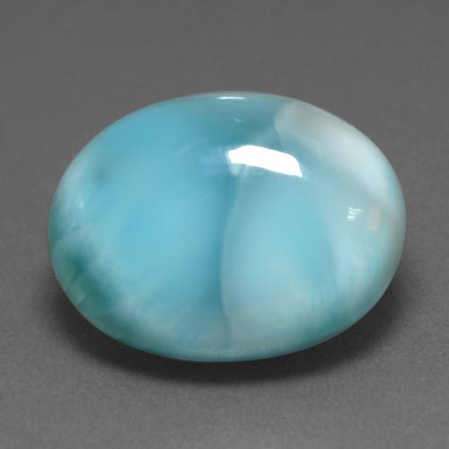 Larimar Azul claro verde Natural 9.66ct, Corte Oval, Opaco