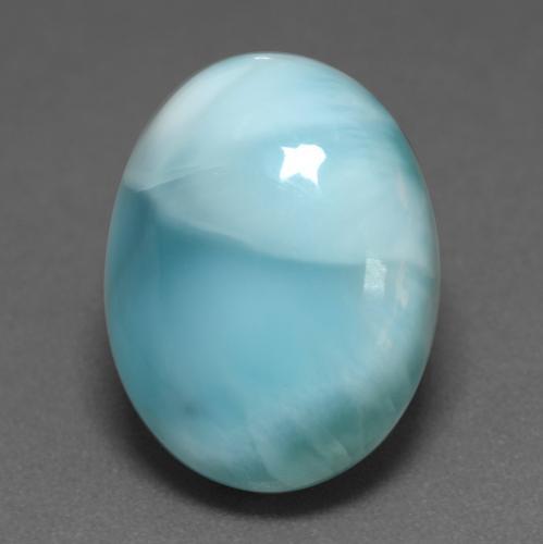 Larimar Azul claro verde Natural 9.66ct, Corte Oval, Opaco