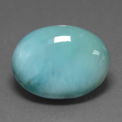 Larimar Azul Esverdeado Claro Natural 8.43ct, Corte Oval, Opaco