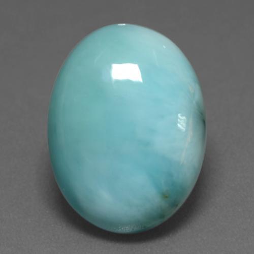 Larimar Azul Esverdeado Claro Natural 8.43ct, Corte Oval, Opaco