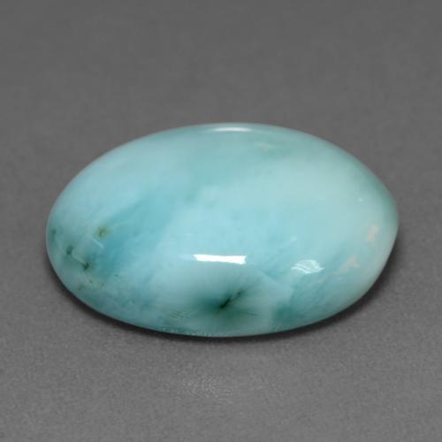 Larimar Azul Esverdeado Claro Natural 8.43ct, Corte Oval, Opaco