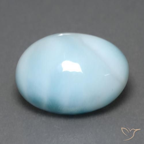 Larimar céu azul claro Natural 5.91ct, oval, Translúcido
