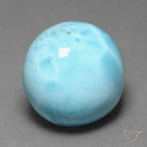Larimar Azul Esverdeado Claro Natural 7.66ct, Redondo, Opaco