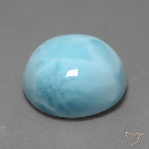 Larimar Azul Esverdeado Claro Natural 7.66ct, Redondo, Opaco