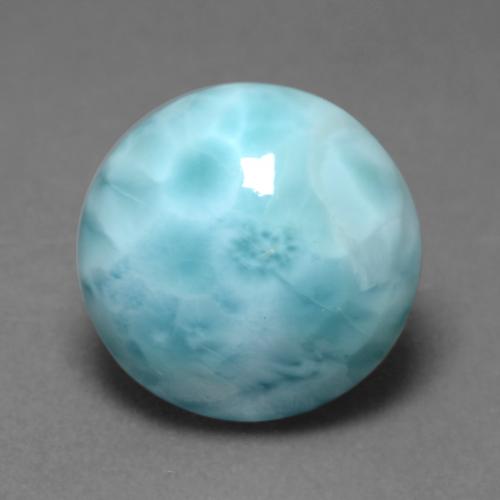 Larimar céu azul claro Natural 5.58ct, Corte Redondo, Opaco