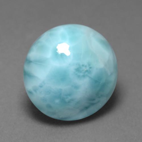 Larimar céu azul claro Natural 5.58ct, Corte Redondo, Opaco