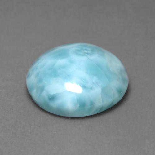 Larimar céu azul claro Natural 5.58ct, Corte Redondo, Opaco