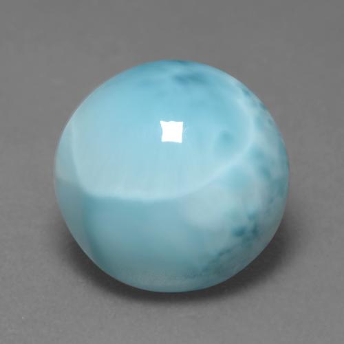 Larimar azul natural 6,04ct, corte redondo, opaco