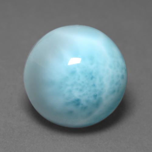 Larimar azul natural 6,48ct, corte redondo, opaco