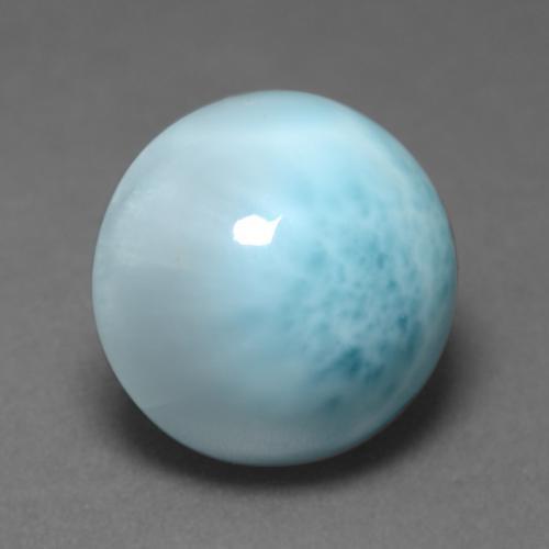 Larimar azul natural 6,48ct, corte redondo, opaco