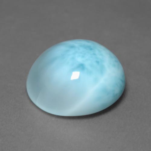 Larimar azul natural 6,48ct, corte redondo, opaco