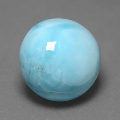 Larimar azul natural 7,48ct, corte redondo, opaco