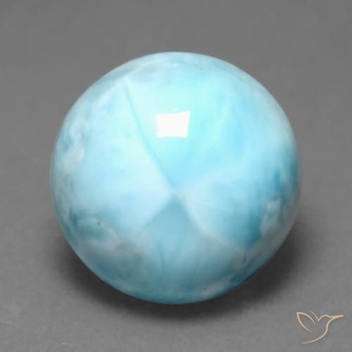 Larimar azul natural 6,90ct, corte redondo, opaco