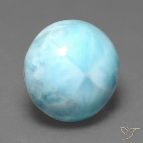 Larimar azul natural 6,90ct, corte redondo, opaco