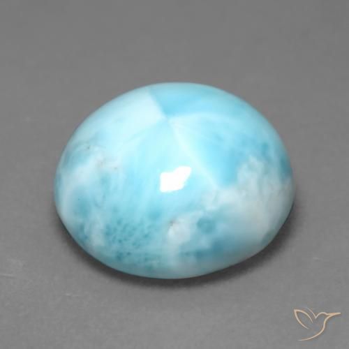Larimar azul natural 6,90ct, corte redondo, opaco