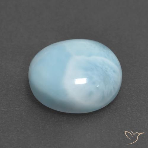 Larimar Azul claro Natural 3.26ct, Redondo, Opaco