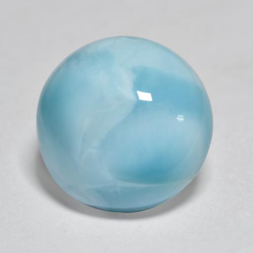 Larimar azul natural 3,47ct, corte redondo, translúcido