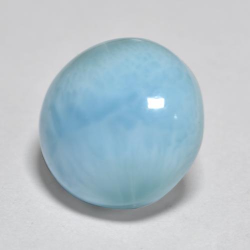 Larimar azul natural 3,84ct, corte redondo, opaco
