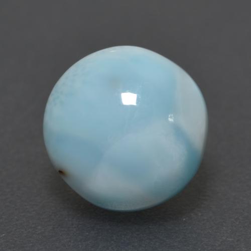 Larimar Azul Esverdeado Claro Natural 3.68ct, Corte Redondo, Opaco