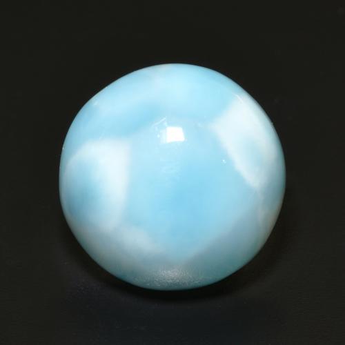 Larimar Azul Esverdeado Claro Natural 7.56ct, Corte Redondo, Opaco