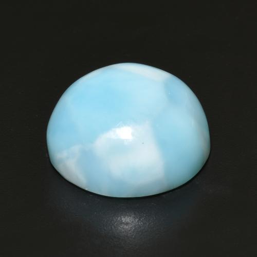 Larimar Azul Esverdeado Claro Natural 7.56ct, Corte Redondo, Opaco