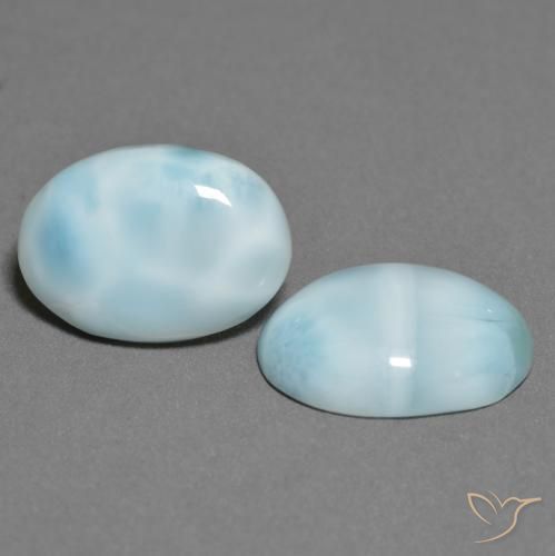 Pedras preciosas de larimar turquesa natural de 9,96 ct, corte oval, opaco