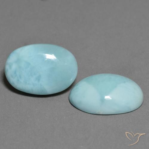 Pedras preciosas de Larimar Azul claro verde natural de 11.06 ct, oval, Opaco