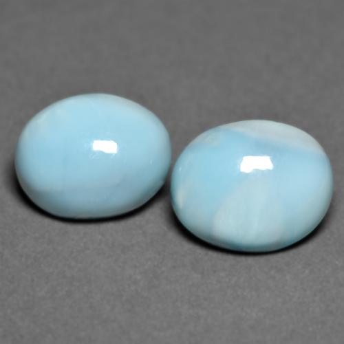 Pedras preciosas de larimar turquesa natural de 6,43 ct, corte oval, opaco