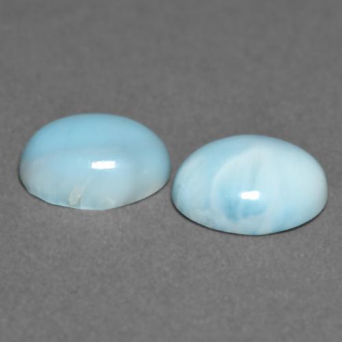Pedras preciosas de larimar turquesa natural de 6,43 ct, corte oval, opaco