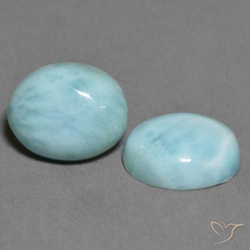 Pedras preciosas de Larimar Espuma do Mar Azul natural de 6.59 ct, oval, Opaco