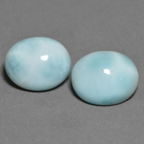 Pedras preciosas de larimar azul natural de 6,86 ct, corte oval, opaco
