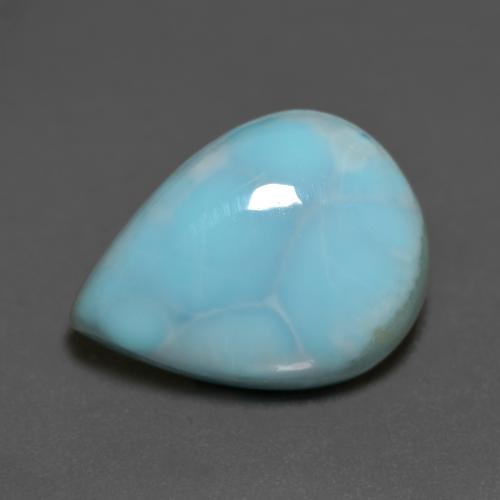 Larimar azul natural 8,77ct, formato de pêra, opaco