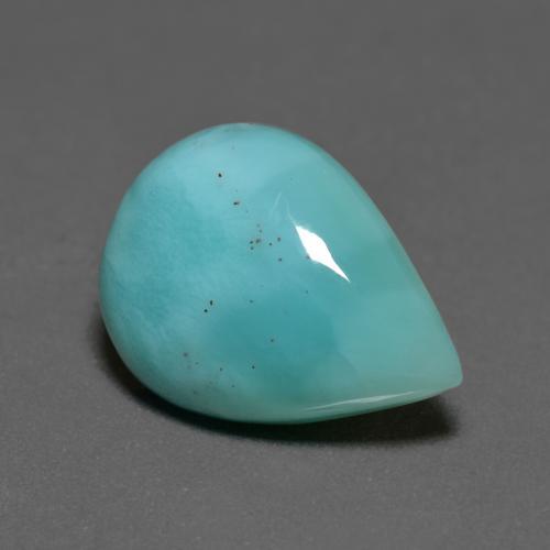 Larimar turquesa natural 6,51ct, formato de pêra, opaco