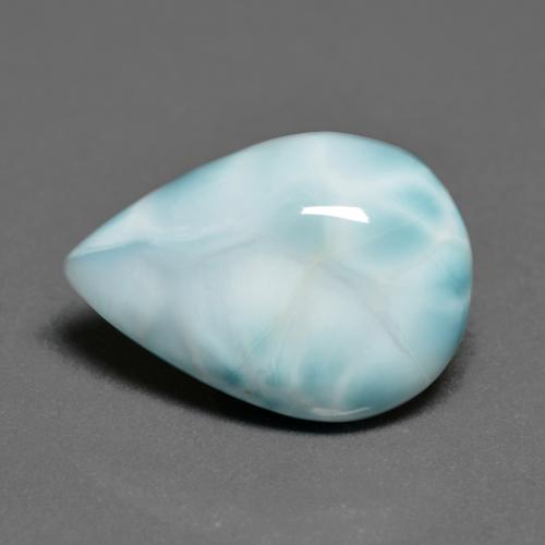 Larimar Azul Esverdeado Claro Natural 6.24ct, Formato de pêra, Opaco