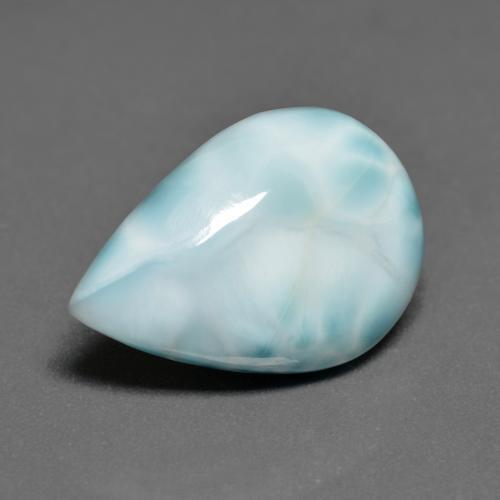 Larimar Azul Esverdeado Claro Natural 6.24ct, Formato de pêra, Opaco