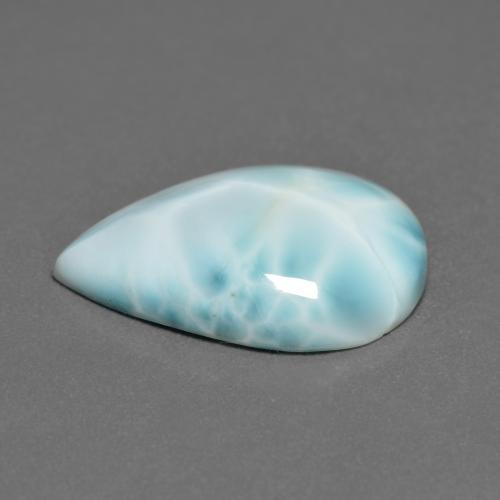 Larimar Azul Esverdeado Claro Natural 6.24ct, Formato de pêra, Opaco