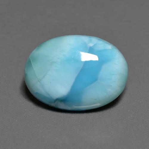 Larimar Azul claro verde Natural 5.29ct, Corte Oval, Opaco