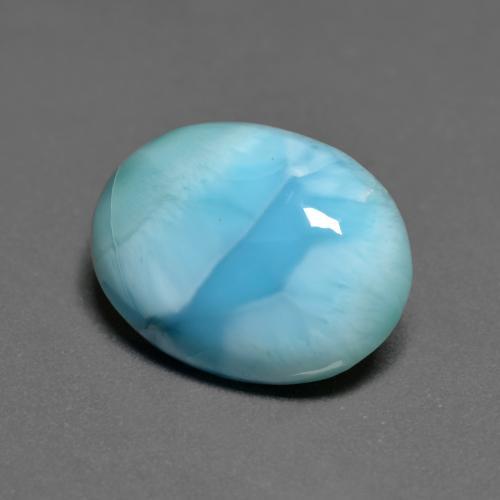 Larimar Azul claro verde Natural 5.29ct, Corte Oval, Opaco