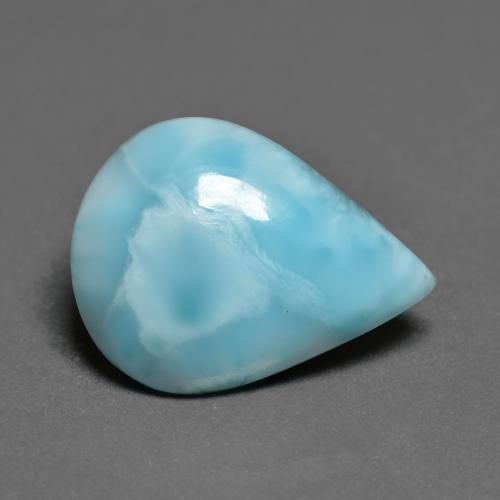 Larimar turquesa natural 5,88ct, formato de pêra, opaco
