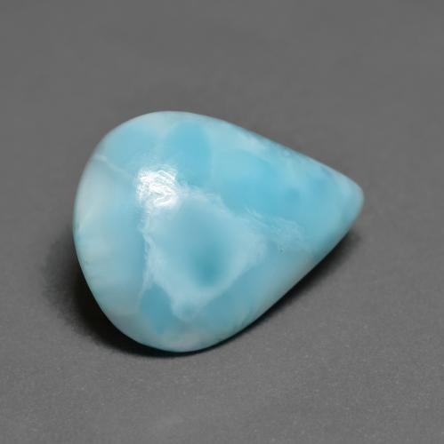 Larimar turquesa natural 5,88ct, formato de pêra, opaco