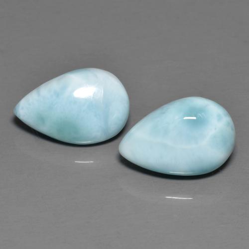 Pedras preciosas de larimar azul natural de 4,09 ct, formato de pêra, opaco