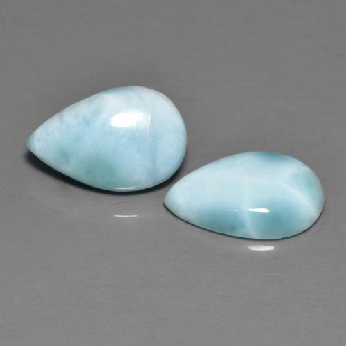 Pedras preciosas de larimar azul natural de 4,09 ct, formato de pêra, opaco