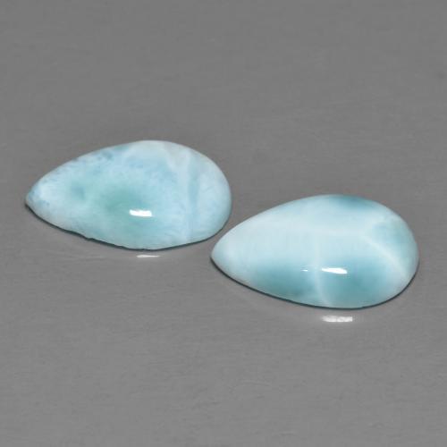 Pedras preciosas de larimar azul natural de 4,09 ct, formato de pêra, opaco