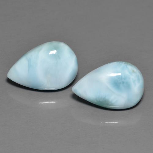 Pedras preciosas de larimar azul natural de 4,37 ct, formato de pêra, opaco