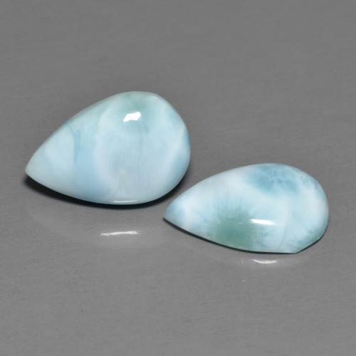 Pedras preciosas de larimar azul natural de 4,37 ct, formato de pêra, opaco