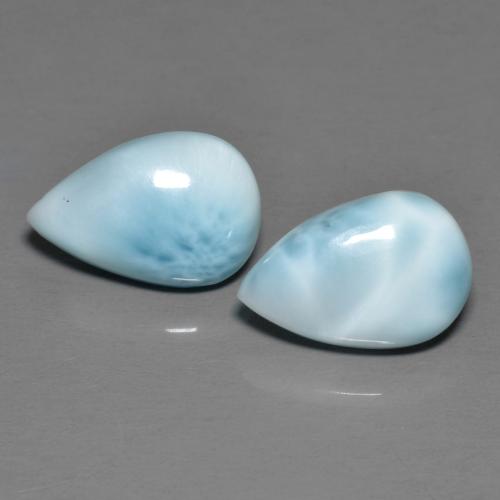 Pedras preciosas de larimar azul natural de 4,60 ct, formato de pêra, opaco