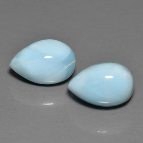 Pedras preciosas de larimar azul natural de 7,07 ct, formato de pêra, opaco
