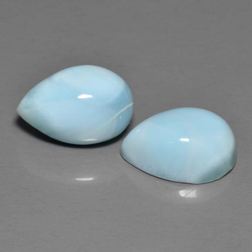 Pedras preciosas de larimar azul natural de 7,07 ct, formato de pêra, opaco