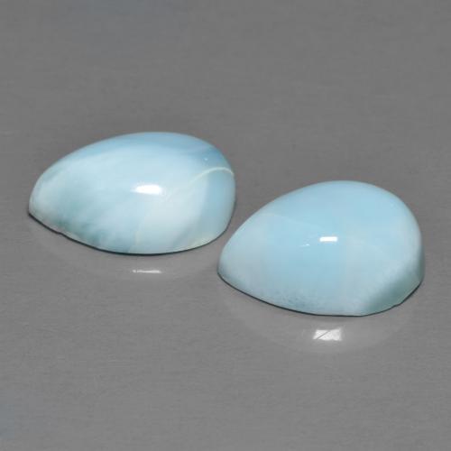 Pedras preciosas de larimar azul natural de 7,07 ct, formato de pêra, opaco
